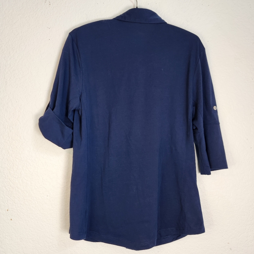 Stio Women's Divide Button-Up Tee w/ White Pineapple Logo & Roll-Tab Sleeves, S - Picture 2 of 7